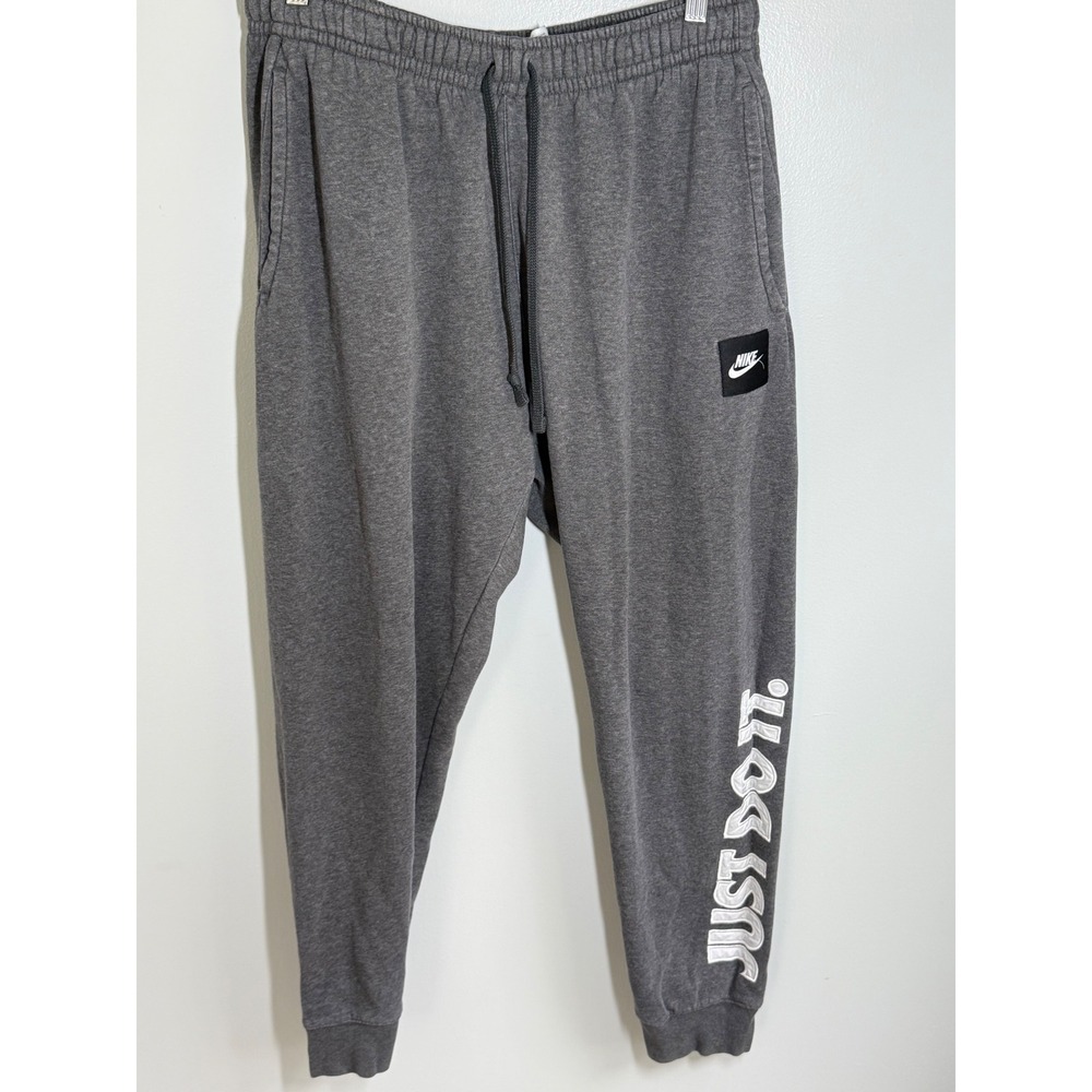 Nike Sportswear Just Do It Mens Large Grey Jogger Sweatpants Snap Back Pocket
